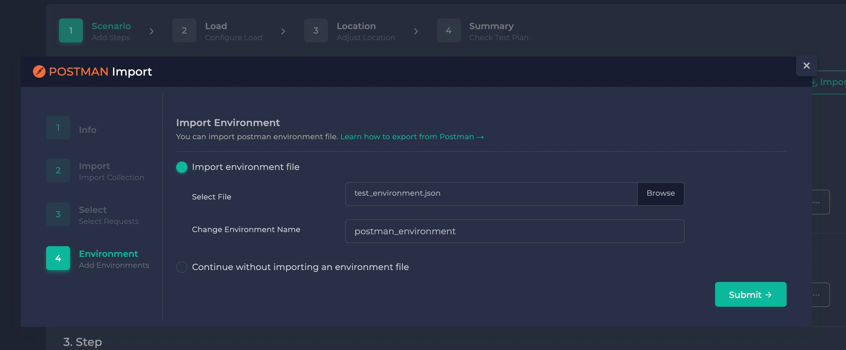 Postman Environment Import on Anteon Platform